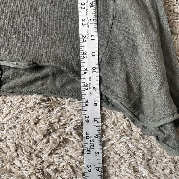 Talia Benson Tunic Green Linen Asymmetric Hem Short Sleeve Shirt Made In Italy L - Picture 8 of 9